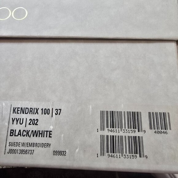 JIMMY CHOO Kendrix 100 - Suede Booties with Embroidery Black/White - Picture 15 of 15